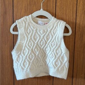 Zara Cream Cable Knit Sweater Vest